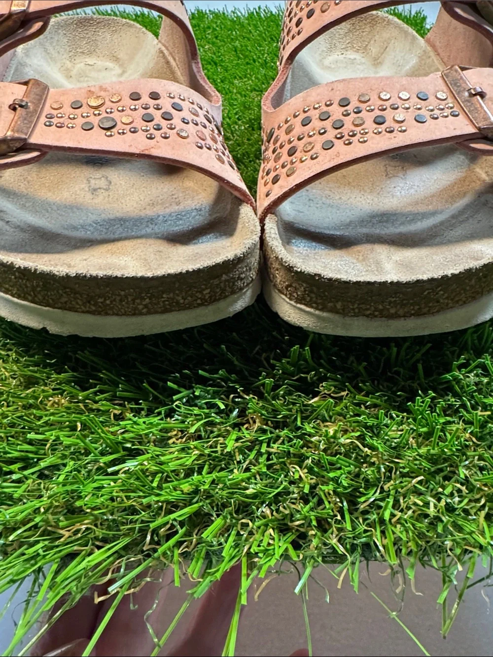 Birkenstock Arizona Rose Gold Studded Sandals
